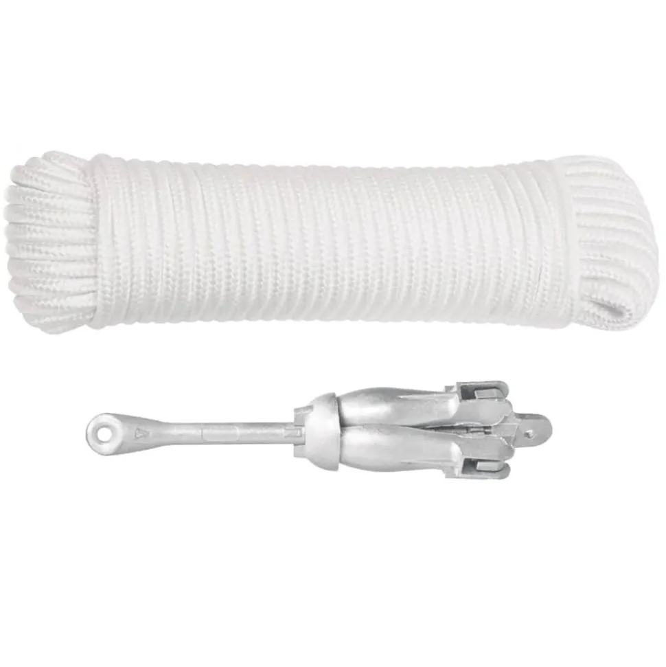 vidaXL Anker met touw inklapbaar 1,5 kg smeedijzer zilverkleurig