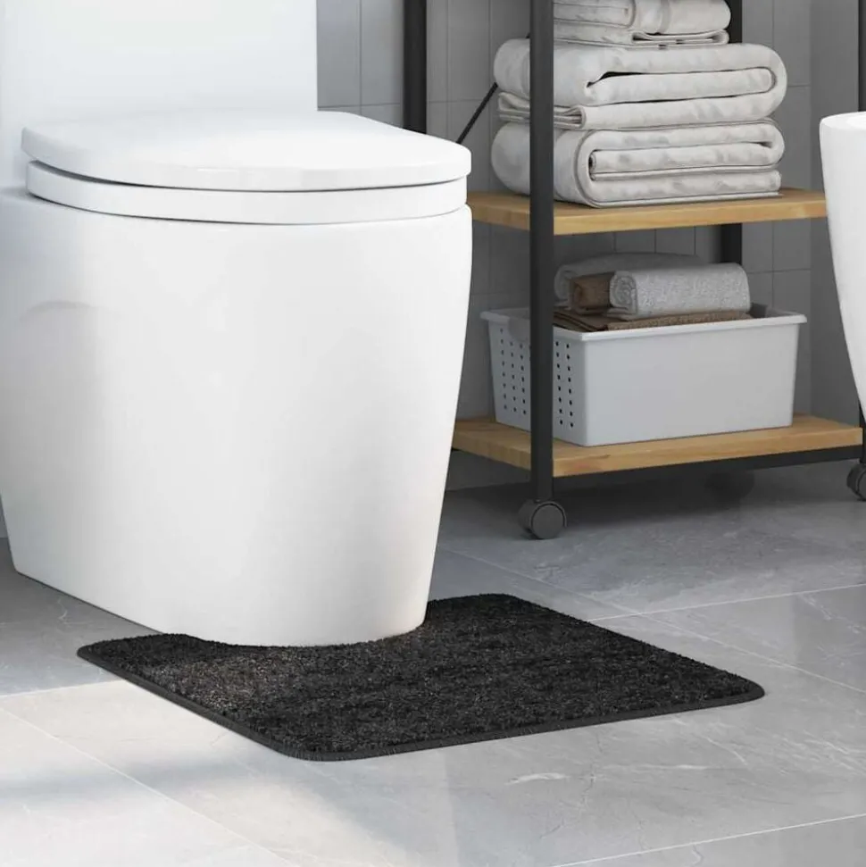 vidaXL Antislip Badmat met Toilet Cut Donkergrijs 50 x 50 cm PP