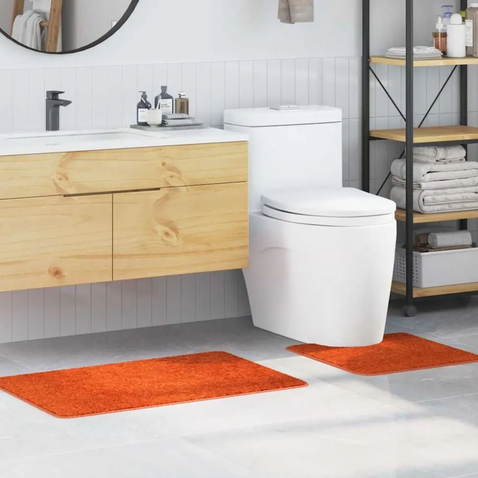 vidaXL Antislip Badmat Set 2 pcs Oranje PP