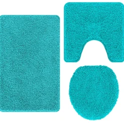 vidaXL Antislip Badmat Set 3 pcs Turquoise PP