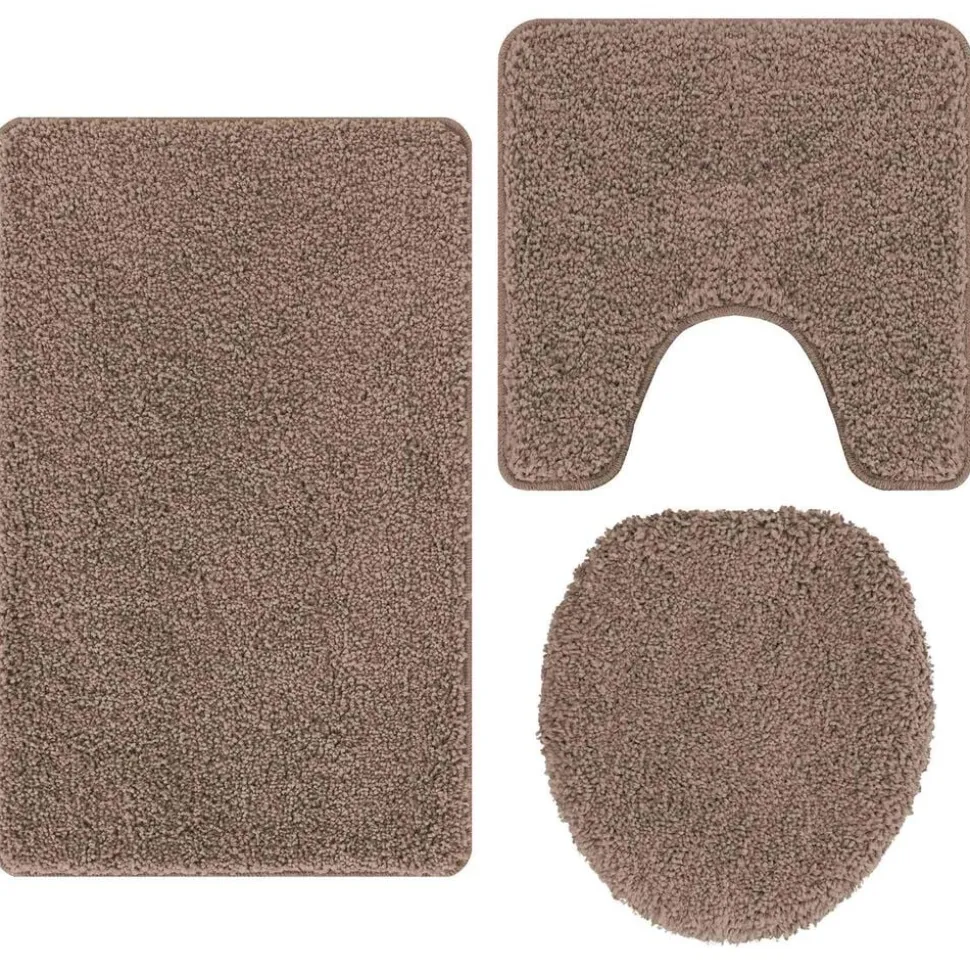 vidaXL Antislip Badmat Set 3 pcs Bruin PP