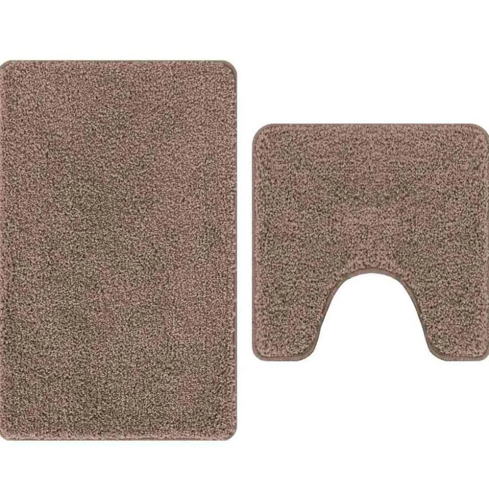 vidaXL Antislip Badmat Set 2 pcs Bruin PP