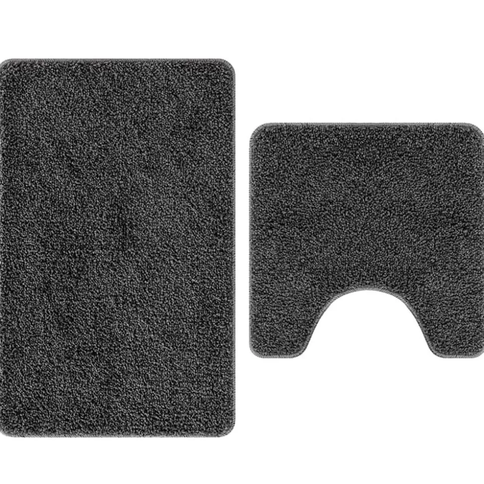 vidaXL Antislip Badmat Set 2 pcs Donkergrijs PP