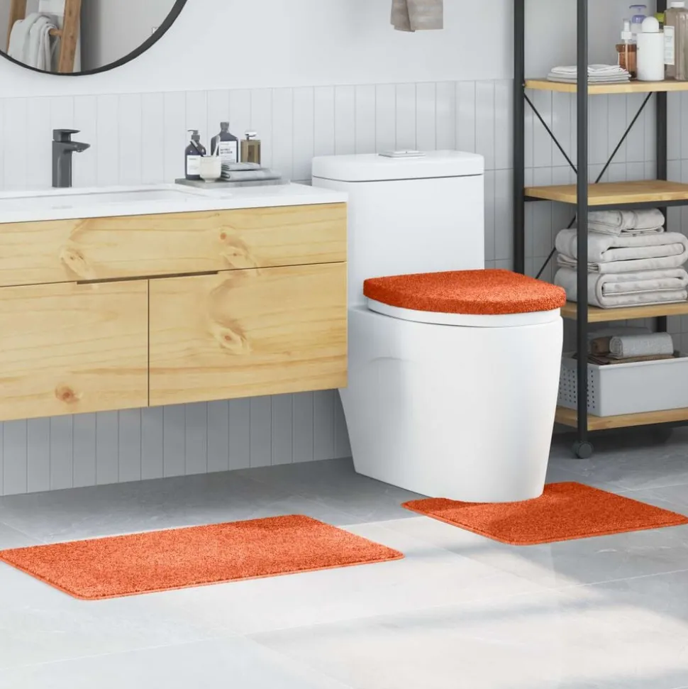 vidaXL Antislip Badmat Set 3 pcs Oranje PP