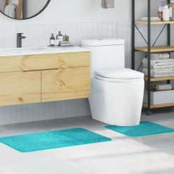 vidaXL Antislip Badmat Set 2 pcs Turquoise PP