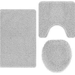 vidaXL Antislip Badmat Set 3 pcs Grijs PP