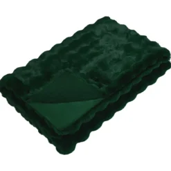vidaXL Antislip deken van imitatie konijnenbont Olite Donkergroen