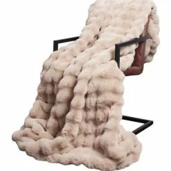 vidaXL Antislip deken van imitatie konijnenbont Olite Beige Polyester