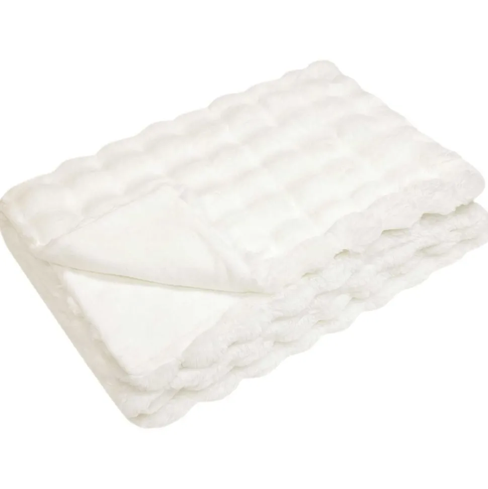 vidaXL Antislip deken van imitatie konijnenbont Olite Wit 130 x 150 cm