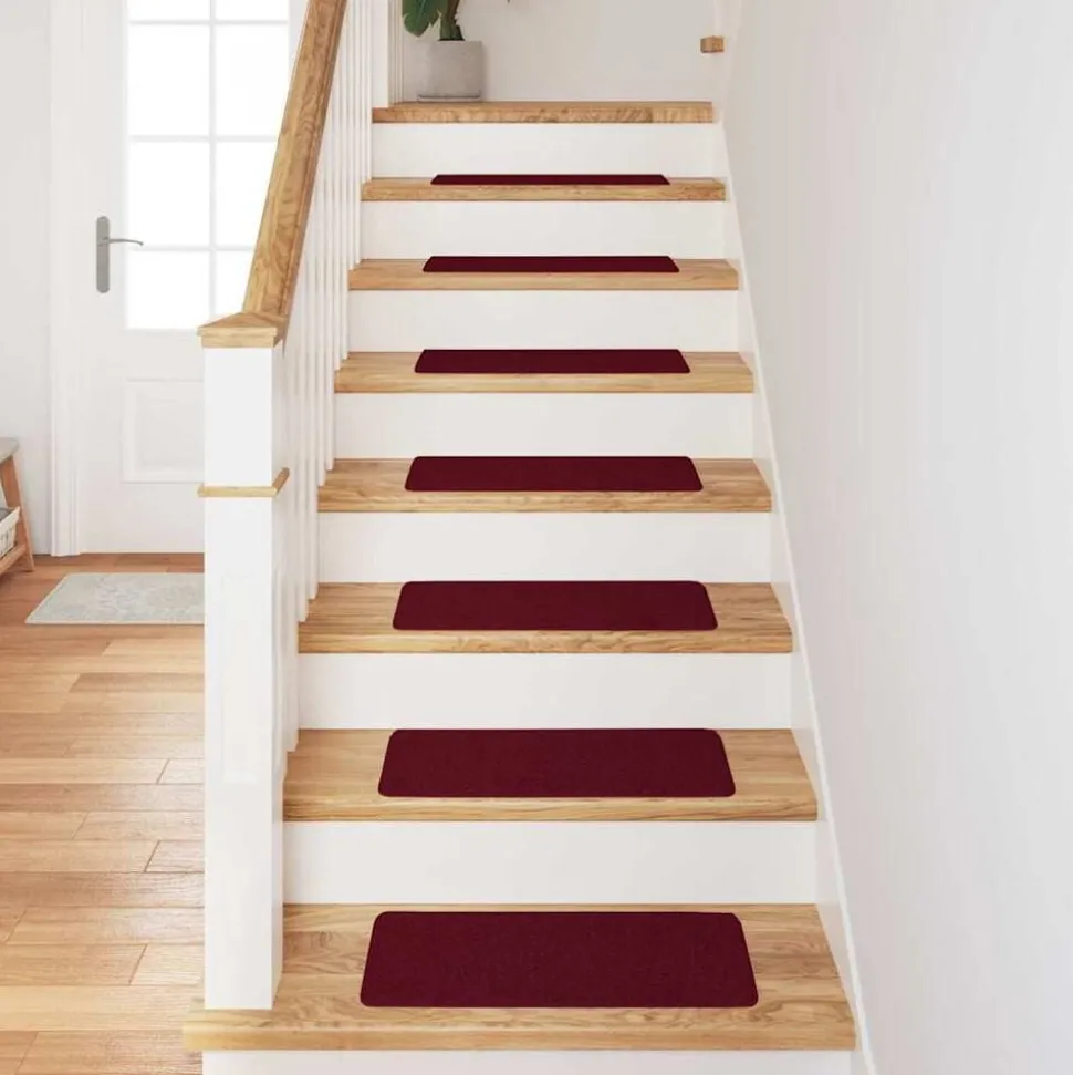 vidaXL Antislip Trapmatten 15 pcs Bordeauxrood 60 x 25 cm PP