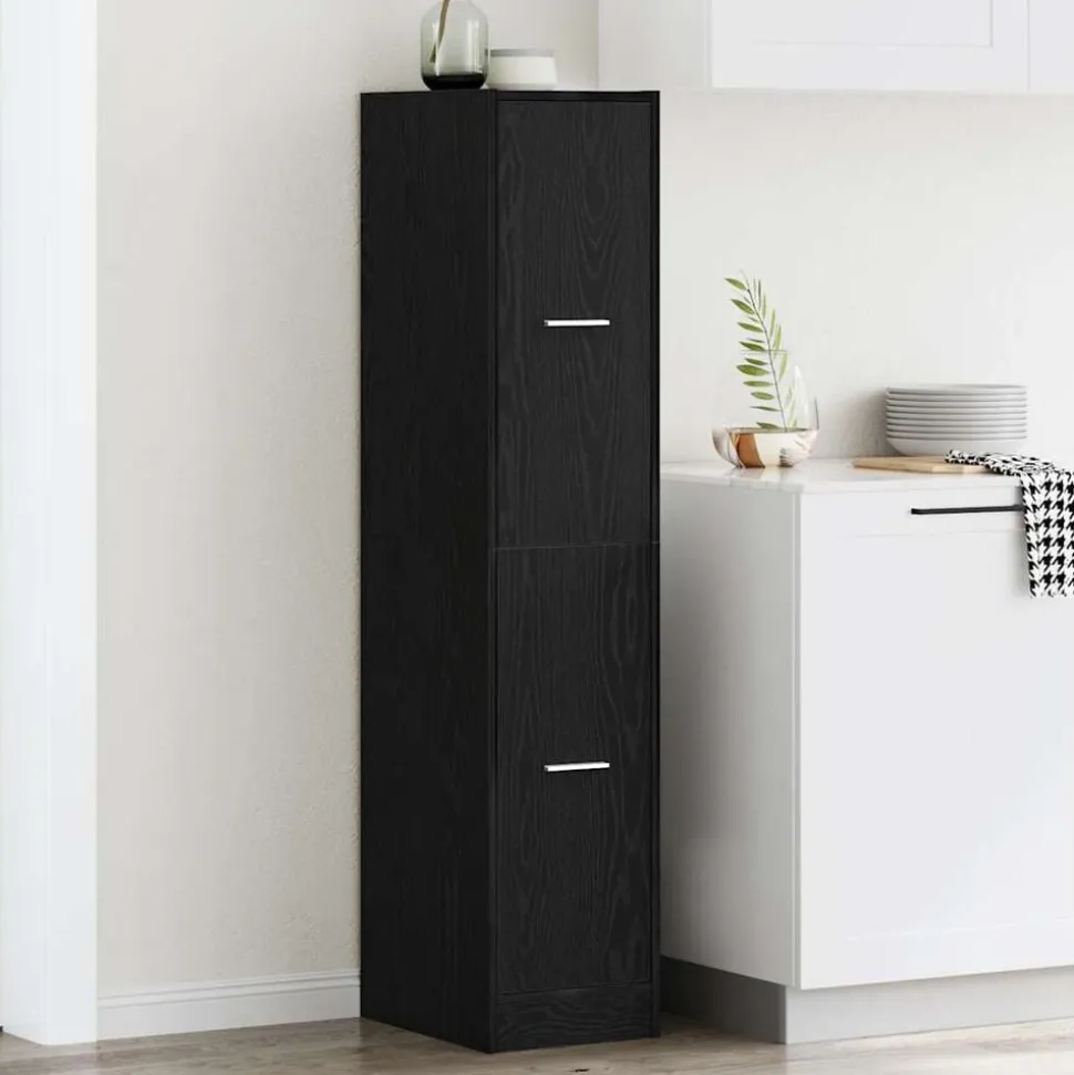 vidaXL Apothekerskast Zwart Eiken 30x41x144,5 cm Bewerkt Hout