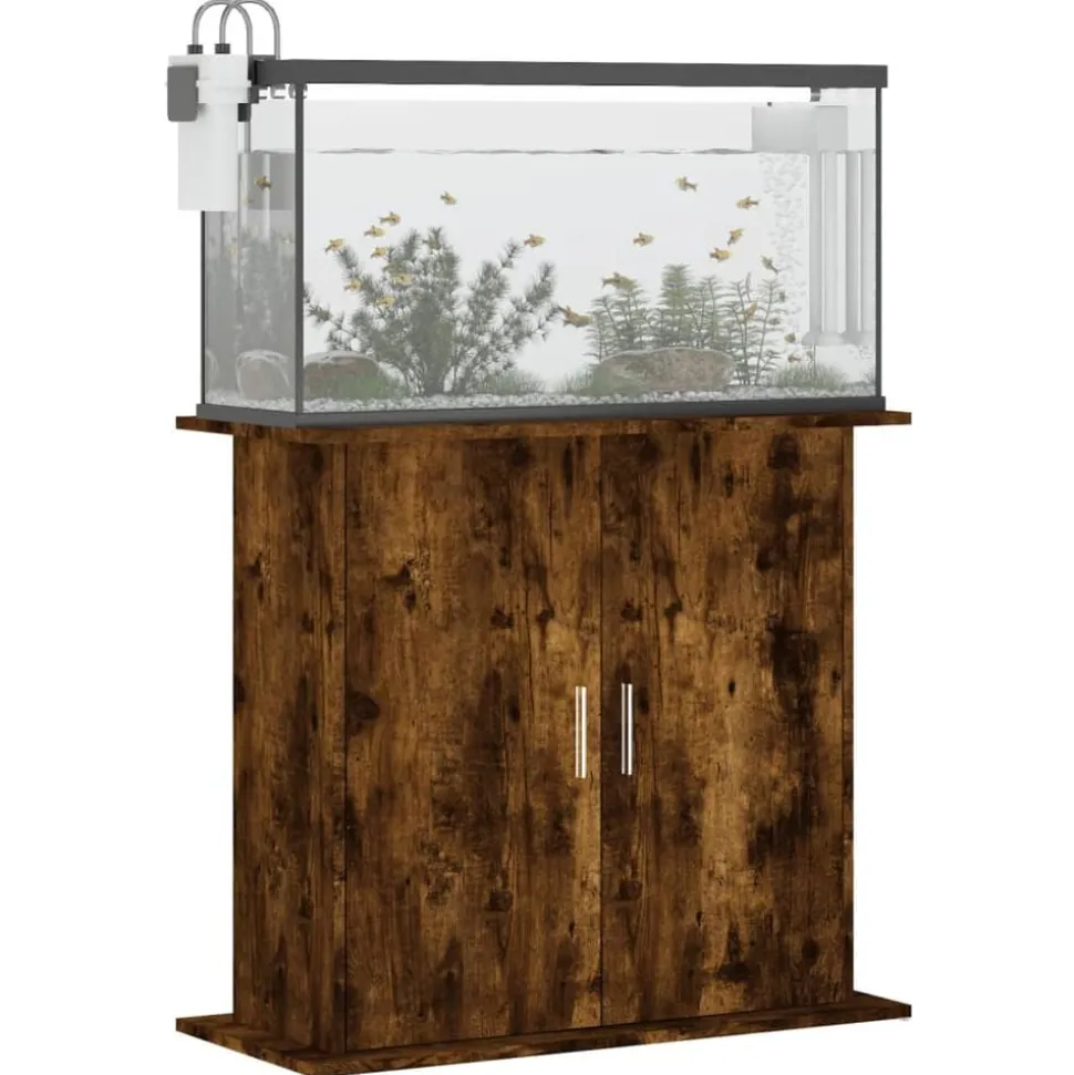 vidaXL Aquariumstandaard 81x36x73 cm bewerkt hout gerookt eikenkleurig