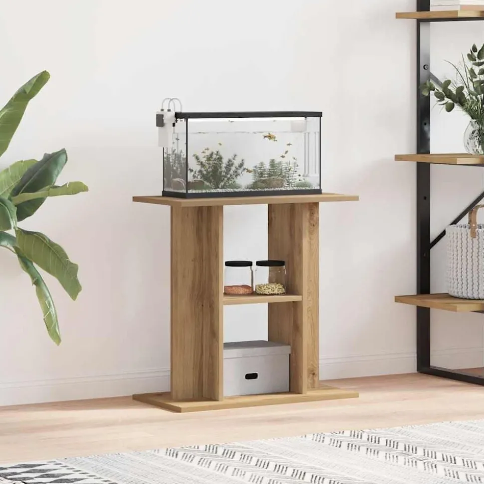 vidaXL Aquariumstandaard 60x30x60cm bewerkt hout artisanaal eikenkleur