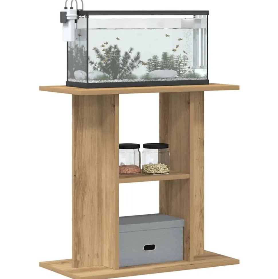 vidaXL Aquariumstandaard 60x30x60cm bewerkt hout artisanaal eikenkleur