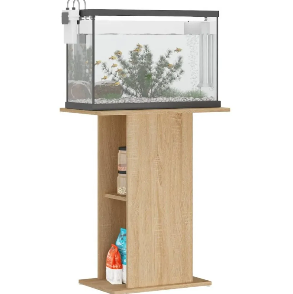 vidaXL Aquariumstandaard Sonoma Eiken 60,5x36x72,5 cm Bewerkt Hout