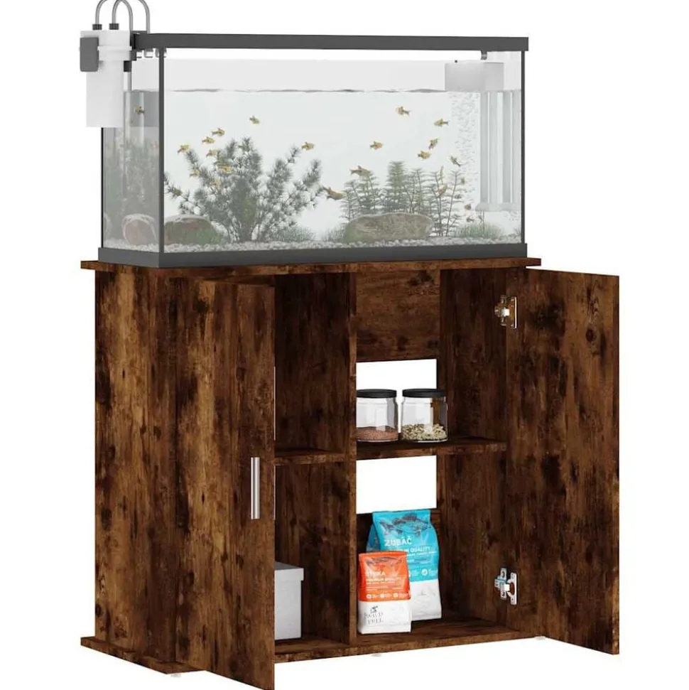 vidaXL Aquariumstandaard 81x36x73 cm bewerkt hout gerookt eikenkleurig
