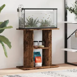 vidaXL Aquariumstandaard Gerookt Eikenhout 60x30x60 cm Bewerkt Hout