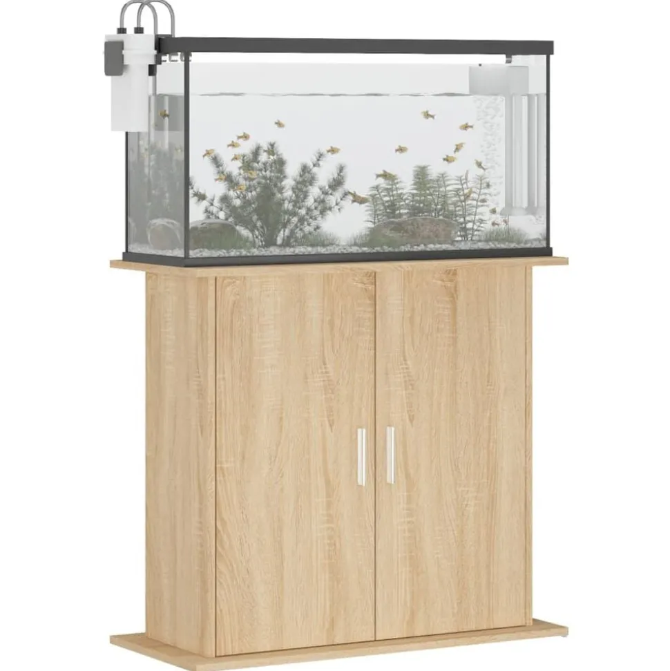 vidaXL Aquariumstandaard Sonoma Eiken 81x36x73 cm Bewerkt Hout
