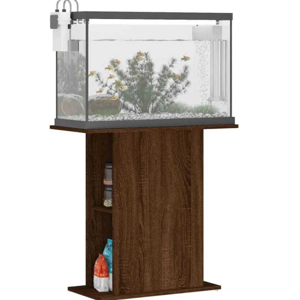 vidaXL Aquariumstandaard 75x36x72,5 cm bewerkt hout bruin eikenkleur