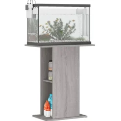 vidaXL Aquariumstandaard 60,5x36x72,5 cm bewerkt hout grijs sonoma