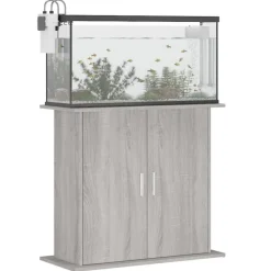 vidaXL Aquariumstandaard 81x36x73 cm bewerkt hout grijs sonoma eiken