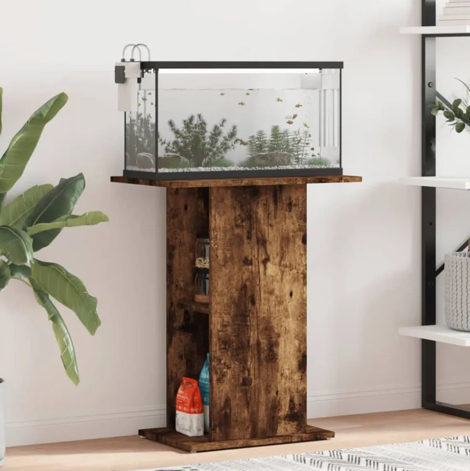 vidaXL Aquariumstandaard 60,5x36x72,5 cm bewerkt hout gerookt eiken