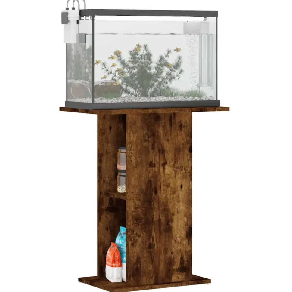 vidaXL Aquariumstandaard 60,5x36x72,5 cm bewerkt hout gerookt eiken