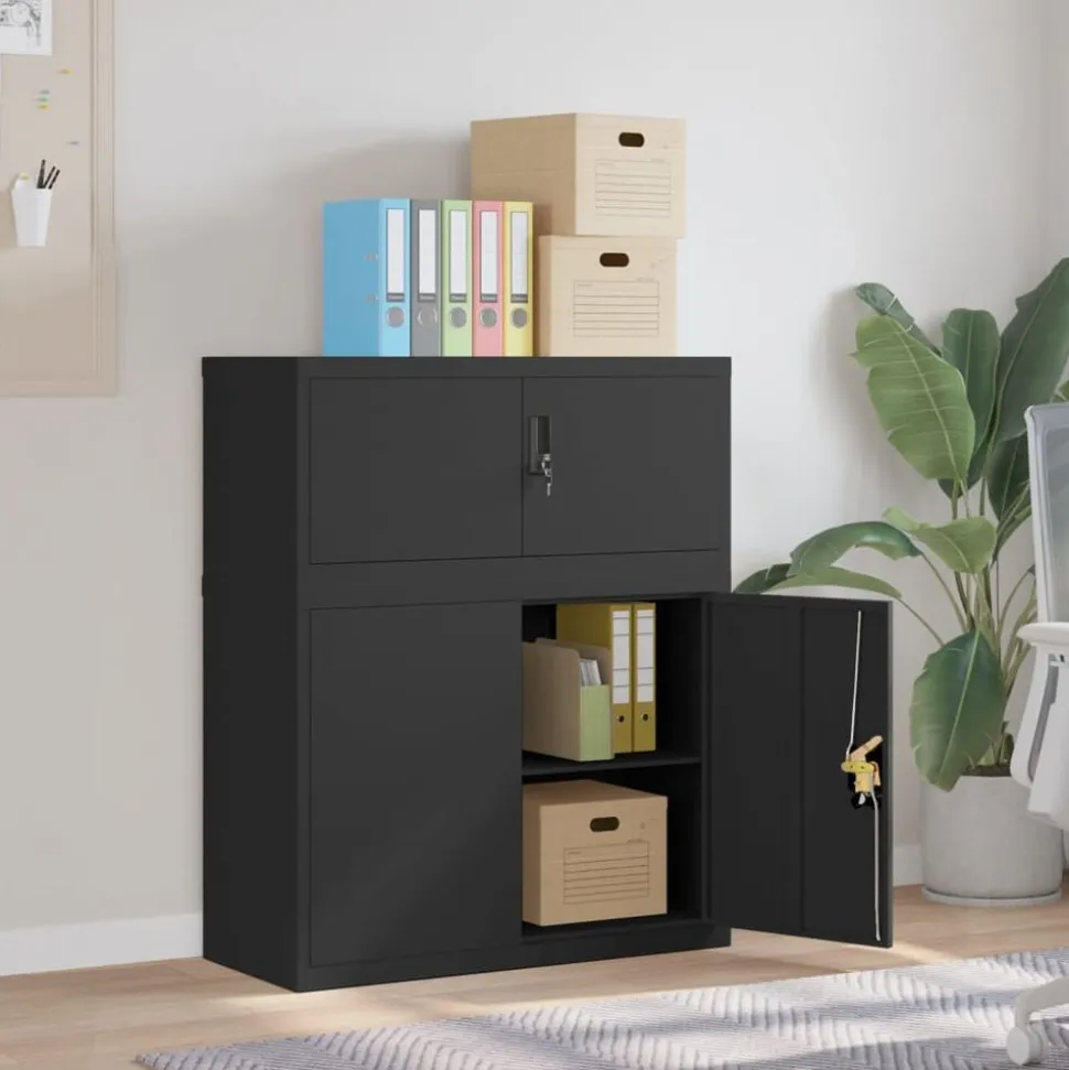 vidaXL Archiefkast 90x40x110 cm staal zwart