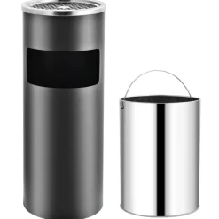 vidaXL Asbak/prullenbak Hotel 30 L staal grijs
