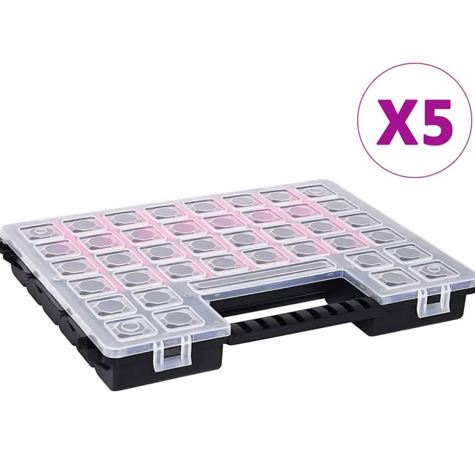 vidaXL Assortimentsdozen 5 st met verdelers 385x283x50 mm kunststof