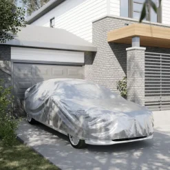 vidaXL Autohoes voor sedan met gespriemen M PEVA zilverkleurig