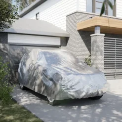 vidaXL Autohoes voor SUV met gespriemen M volledig zilverkleurig