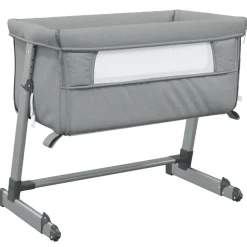 vidaXL Babybed met matras linnen lichtgrijs