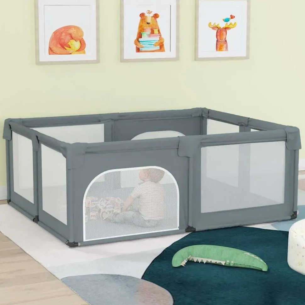 vidaXL Babybox met 2 deuren oxford stof lichtgrijs
