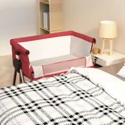 vidaXL Babybox met matras linnen rood