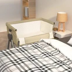 vidaXL Babybox met matras linnen taupe