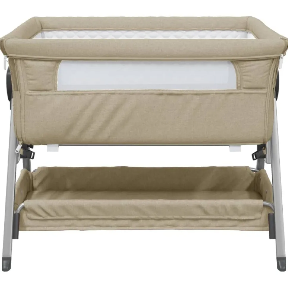 vidaXL Babybox met matras linnen taupe