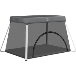vidaXL Babybox met matras linnen donkergrijs