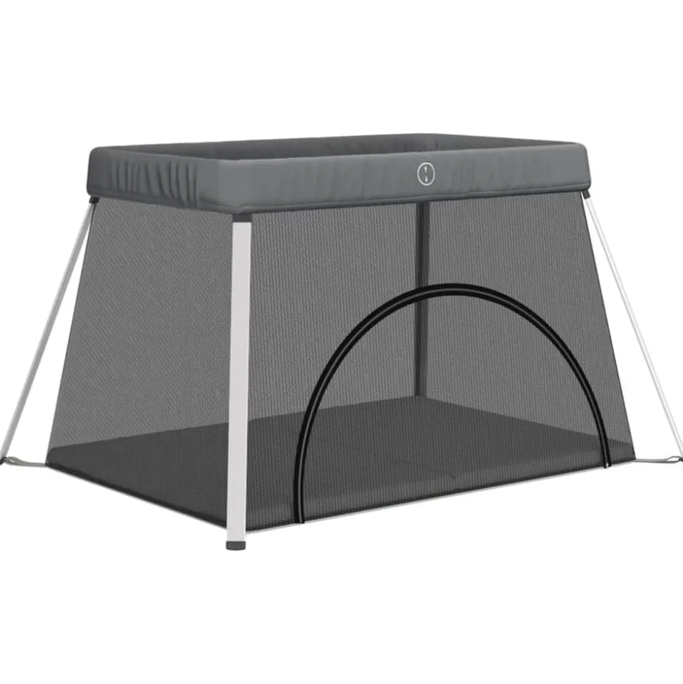 vidaXL Babybox met matras linnen donkergrijs