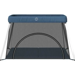 vidaXL Babybox met matras linnen marineblauw