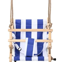 vidaXL Babyschommel met veiligheidsgordel katoen hout blauw