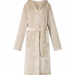 vidaXL Badjas Hoodie Beige s Flanel