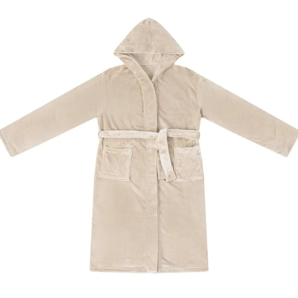 vidaXL Badjas Hoodie Beige s Flanel