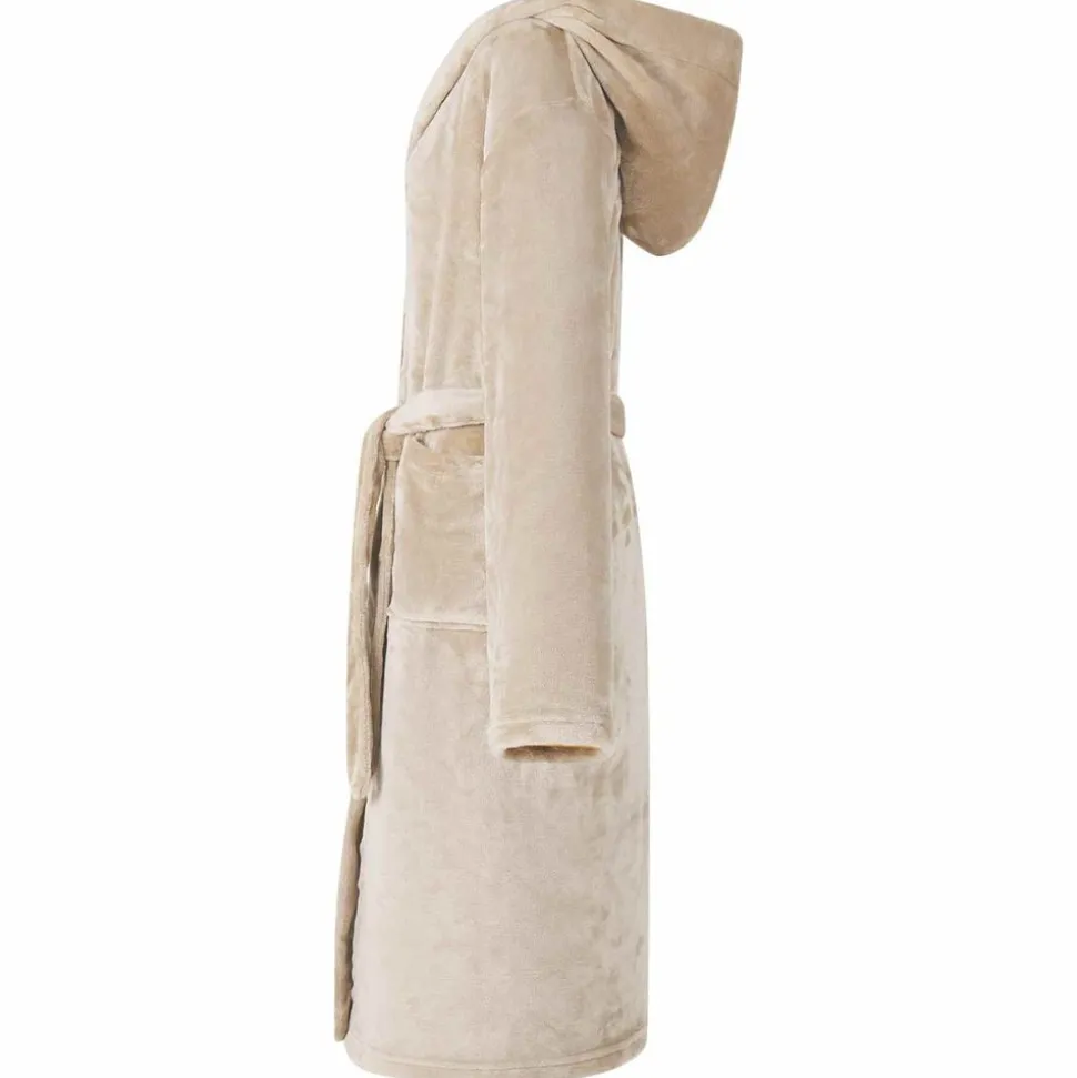 vidaXL Badjas Hoodie Beige s Flanel