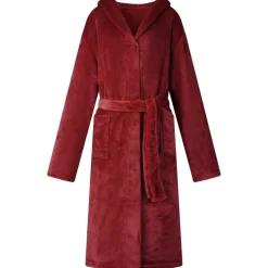 vidaXL Badjas Hoodie Bordeaux Rood s Flanel