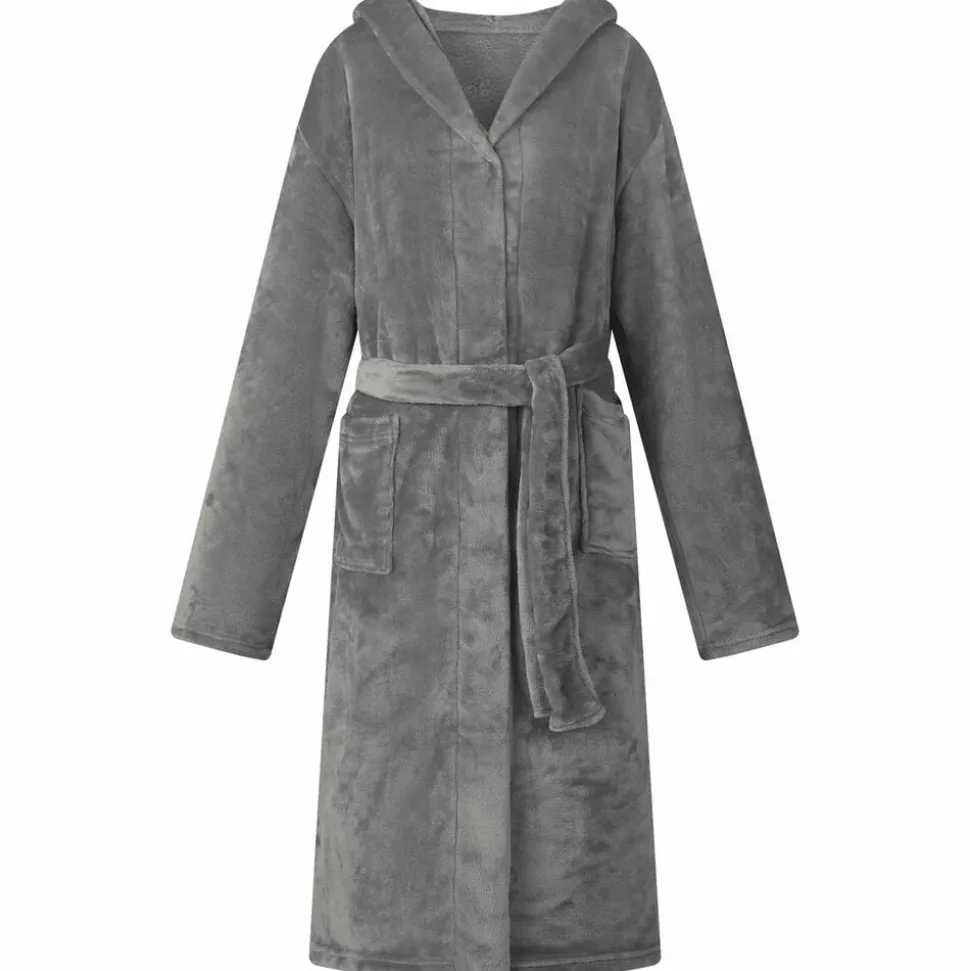 vidaXL Badjas Hoodie Donkergrijs s Flanel