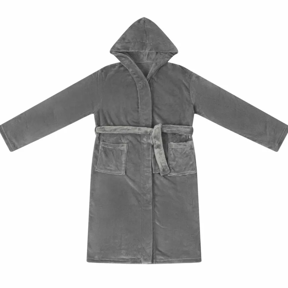 vidaXL Badjas Hoodie Donkergrijs s Flanel