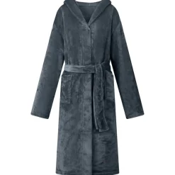 vidaXL Badjas Hoodie Marineblauw s Flanel