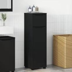 vidaXL Badkamer Kast met lade Zwart 30,5 x 30 x 101 cm Bewerkt hout