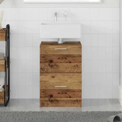 vidaXL Badkamer Kast met lade Oud Hout 40 x 37 x 59 cm Bewerkt hout